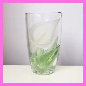 France Luminarc Glass Crystal Vase Calla Lily Embossed Frosted Glass 3D Flower 7