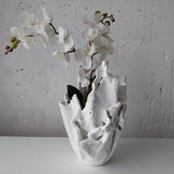 Modern tall orchid pot. Large Scandinavian vase. Handmade white indoor planter.