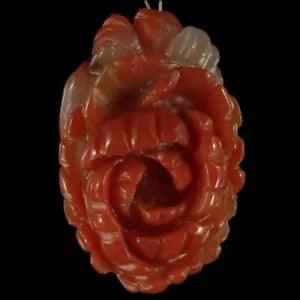 BE09914# Hand Carved Both Side Unique Peony Flower Multi-color Jade Pendant Bead