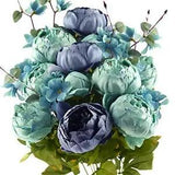 Vintage Artificial Peonies Silk Peony Flowers and Hydrangeas for Mixed Blue
