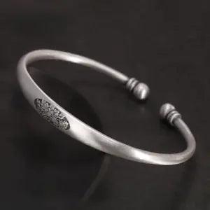 Sterling Silver 999 Peony Flower Bracelet Flower Jewelry Adjustable Bracelet