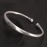 Sterling Silver 999 Peony Flower Bracelet Flower Jewelry Adjustable Bracelet