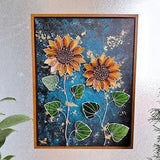 Sunflower Acrylic painting with stained glass 3D flowers wall window, Nature home decor, Christmas, Mother??s Day gift  Succulents, cactus
