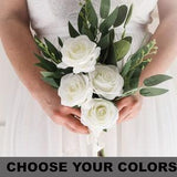 Wedding Bouquet White, Silk Bridesmaids Bouquet, Ivory Rose  and Greenery Bridesmaids Bouquet, Small Bouquet, Custom Affordable Bouquet