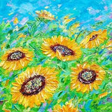 Sunflower Painting Floral Original Art impasto oil painting sunflowers field abstract artwork square 12x12 canvas wall flower by IrinaOilArt