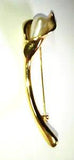 Vintage White Faux Pearl Calla Lily in Gold Tone Pin Brooch