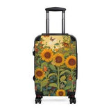 Sunflowers and Butterflies Suitcases, Available in 3 Sizes, Carry On 22 in, M 27 in L 31 in, 360 Degree Swivel Wheels, Adjustable Handle