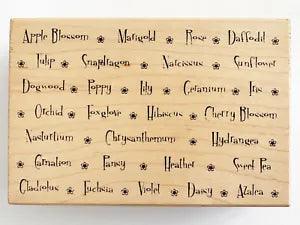 Great Impressions Rubber Stamp Flower Names Text Background Tulip Daffodil Lily