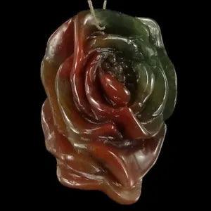 E09712# Hand Carved Peony Flower Indian Agate Pendant Bead Gemstone