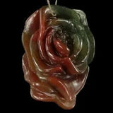 E09712# Hand Carved Peony Flower Indian Agate Pendant Bead Gemstone