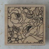 Stampendous! Q126 Peony Square - hardwood mounted rubber stamp - NEW