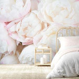 Soft Peony Wallpaper Peel and Stick | Romantic Floral Bouquet Wall Mural | Bunch Bright Flower Wallpaper