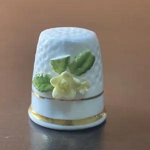 Vintage Thimble Porcelain Flower of the month January Carnation circa 1970s