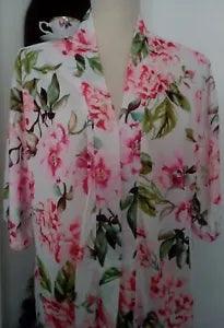Show Your MuMu 0/S Kimono Robe Pink Green Peonies Floral Short Sleeves