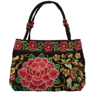 Ch Summer Handmade Flowers Ladies Tote Shoulder Bags -Body ???Red Peony?? Q7B4