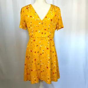 Madewell Belladonna Silk Chiffon Floral Painted Carnations Print Dress Woman??s s