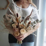 Rust and Peach Neutral Dried Flower Bridal Bouquet Boho Burnt Orange Wedding Bouquet Fall Wedding Bouquet Autumn Wedding Flower for Wedding