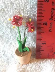 Vintage Artisan Made Dollhouse Miniature Potted Lily Flower