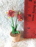 Vintage Artisan Made Dollhouse Miniature Potted Lily Flower