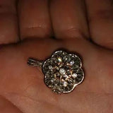 Lily & Lace Open-Work Cubic Zirconia Flower Locket marked PAJ CZ ER