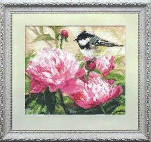 New Alisa Cross Stitch Kit Titmouse among the flowers of peony 1-22