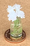 White Plastic Carnation Flowers In A Glass Vase Tumdee 1:12 Scale Dolls House