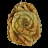 BF05113# Hand Carved Peony Flower   Amazonite Pendant Bead Gemstone 1 PCS
