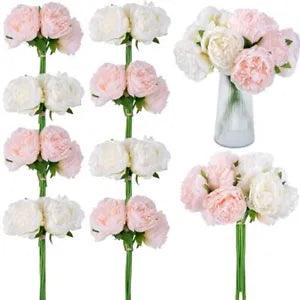 30 Pcs Artificial Peonies Silk Flower Fake Peonies for White, Light Pink