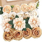 Champagne Nude Artificial Flowers Combo Silk Mix Peony Rose Carnation Fake