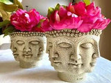 Pair of 2 Collectable TMS 2008 Vitruvian Dora Maar Vases w/Fuschia Silk Flowers