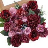 Artificial Flowers Silk Wedding Flowers Burgundy Pink Fake Red Peonies Roses Cra
