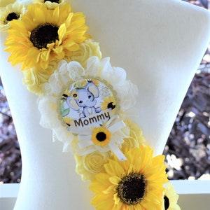 Sunflower Elephant Shoulder Sash, Elephant Sunflower Shoulder Sash, Sunflower Baby Shower, Girasol Sash, Elephant Sunflower Shower, Custom