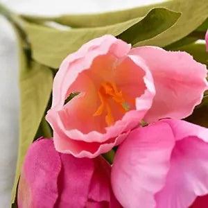 Factory Direct Craft Colorful Pink Artificial Tulip Floral Bush for Indoor