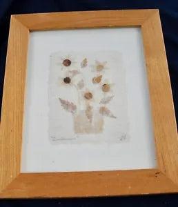 FRAMED DRIED SUNFLOWER PICTURE~ Signed and dated '94~10" x 12"