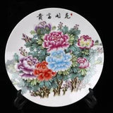 Exquisite Old Chinese porcelain color Hand Painted peony flower reward plate 806