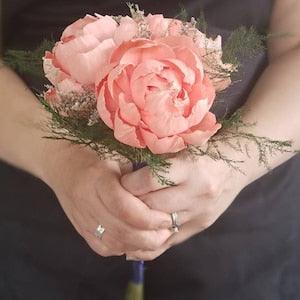 Sola wood flower,  peony bouquet,  minimalist bouquet,  bridesmaids bouquet,  mini bouquet,  coral flower,  coral bouquet,  flower girl