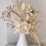 Dried Flowers Neutral and White Arrangement, Airy Dry Real Floral Bouquet, Ceramic Bud Vase Decor, Home and Living, Boho Wedding Decor,