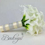 CHOOSE RIBBON COLOR - White Calla Lily Bouquet, Ivory Calla Lily Bouquet, Bridal Bouquet, Real Touch Bouquet, Wedding, Bridal, Bridesmaid