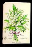 Postcard Embossed Birthday Wishes, Lily of the Valley, UDB Unp Raphael Tuck