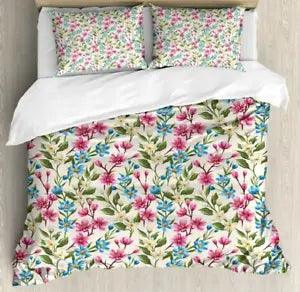 Nature Flowers Duvet Cover Set Twin Queen King Sizes with Pillow Shams