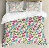Nature Flowers Duvet Cover Set Twin Queen King Sizes with Pillow Shams