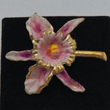 Vintage Hand Painted Orchid Brooch