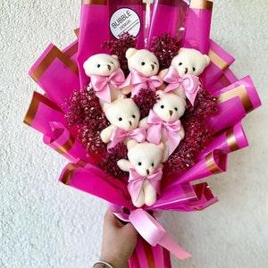 Teddy Bear Flowers, Plush Teddy Bear Flower Bouquet, Love Teddy Bear Flower Bouquet