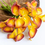 Autumn Orange PU Calla Lily   Real touch artificial flowers  DIY bridal bouquet  Bridesmaid bouquet  Wedding family flower arrangement.