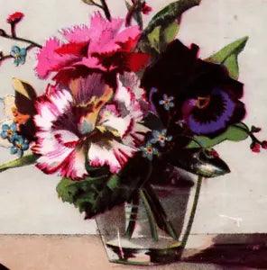 1880s Amsterdam Kaffee Co. P. Klingelhoefer Carnation Flowers Vase #5Z