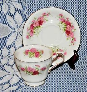 Beautiful Vintage Paragon "English Flowers, Carnations" Teacup & Saucer