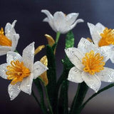Daffodils, french beaded flower, beaded daffodils, spring flowers, white daffodils, decorative daffodils, wedding flowers, beaded bouquet