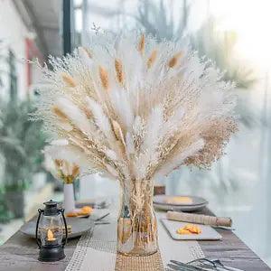 95 PCS Natural Pampas Grass Decor Bouquet | Boho Dried Floral Arrangement Center