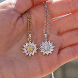 Sunflower Necklace for Women, Gold Sunflower Necklace, Dainty Sterling Silver Sunflower Necklace