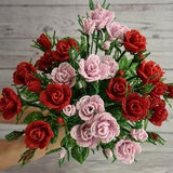 Bouquet  bush roses Flowers Bouquet beaded Flowers Wildflowers Pink rose  Bush roses Handmade beaded roses Beaded Roses Flowers in a vase
